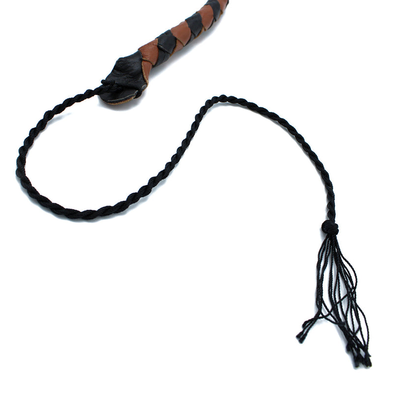 Kiotos - Lederen Single Tail Zweep - Zwart/Bruin - 90 cm-laced-up.nl