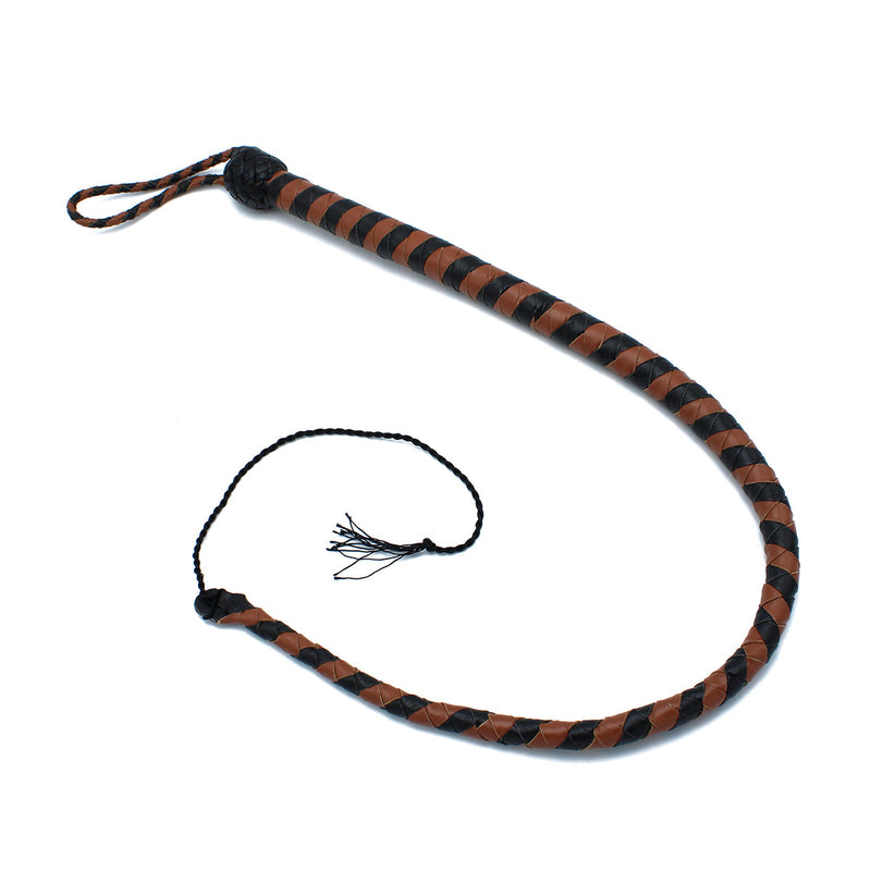 Kiotos - Lederen Single Tail Zweep - Zwart/Bruin - 90 cm-laced-up.nl