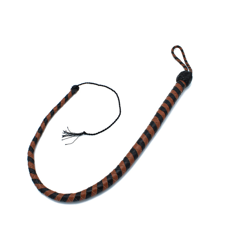 Kiotos - Lederen Single Tail Zweep - Zwart/Bruin - 90 cm-laced-up.nl