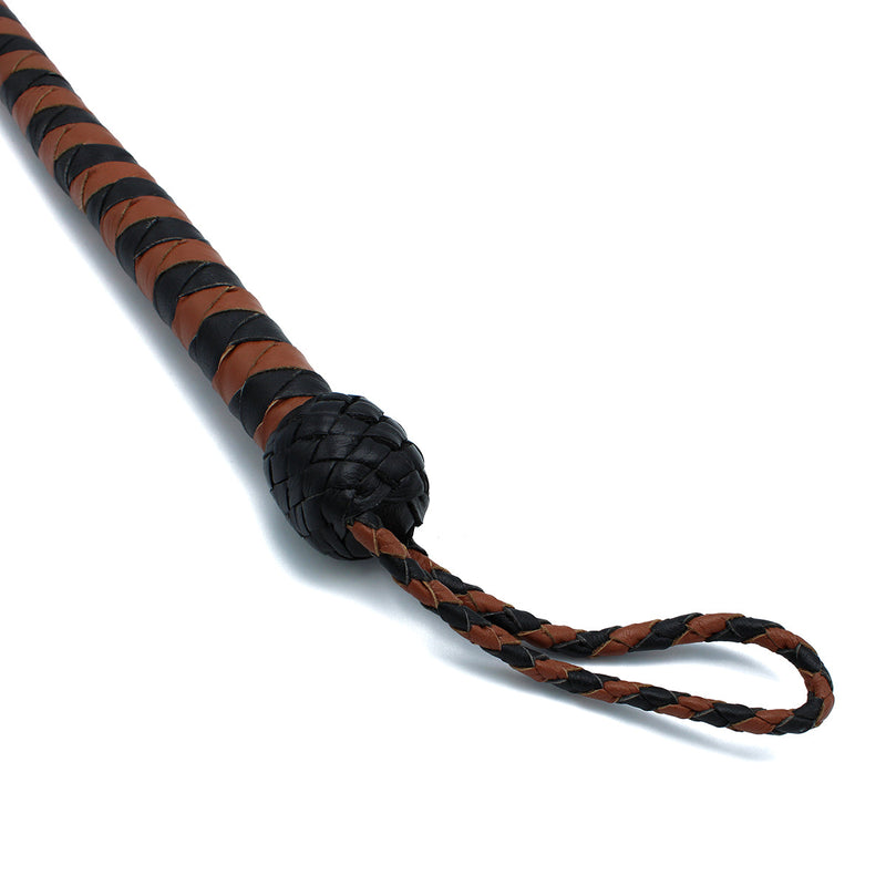 Kiotos - Lederen Single Tail Zweep - Zwart/Bruin - 90 cm-laced-up.nl