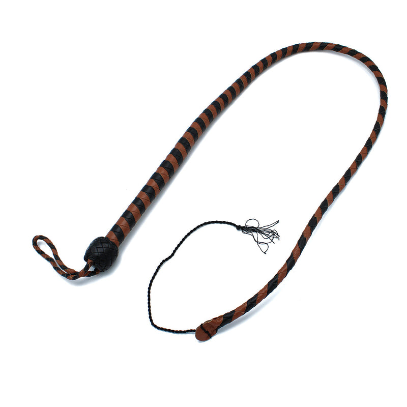 Kiotos - Lederen Single Tail Zweep - Zwart/Bruin - 140 cm-laced-up.nl