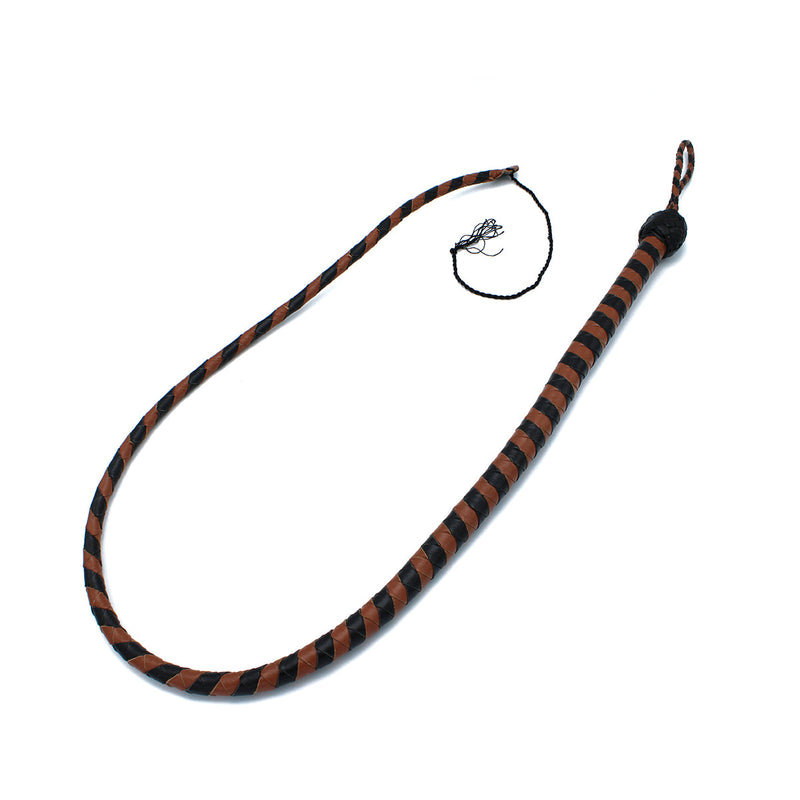 Kiotos - Lederen Single Tail Zweep - Zwart/Bruin - 140 cm-laced-up.nl