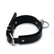 Kiotos - Zwart Lederen Collar met Grote O-Ring-laced-up.nl