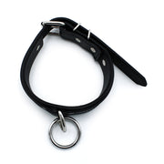 Kiotos - Zwart Lederen Collar met Grote O-Ring-laced-up.nl
