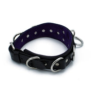 Kiotos - Zwarte Lederen Collar Deluxe met O-Ring en Multi-D-Ringen-laced-up.nl