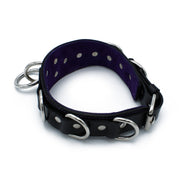 Kiotos - Zwarte Lederen Collar Deluxe met O-Ring en Multi-D-Ringen-laced-up.nl