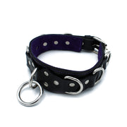 Kiotos - Zwarte Lederen Collar Deluxe met O-Ring en Multi-D-Ringen-laced-up.nl