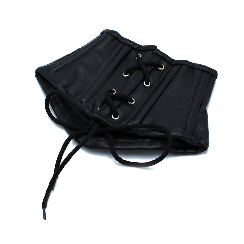 Kiotos - Zwart Lederen Lace-Up Corset Collar-laced-up.nl