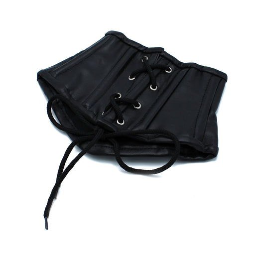 Kiotos - Zwart Lederen Lace-Up Corset Collar-Erotiekvoordeel.nl