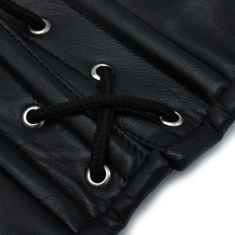 Kiotos - Zwart Lederen Lace-Up Corset Collar-laced-up.nl
