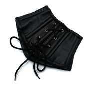 Kiotos - Zwart Lederen Lace-Up Corset Collar-laced-up.nl