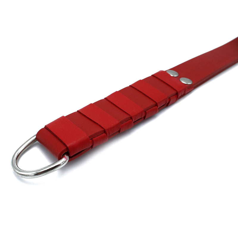 Kiotos - Rood Lederen Paddle met Gouden D-Ring Handvat-laced-up.nl