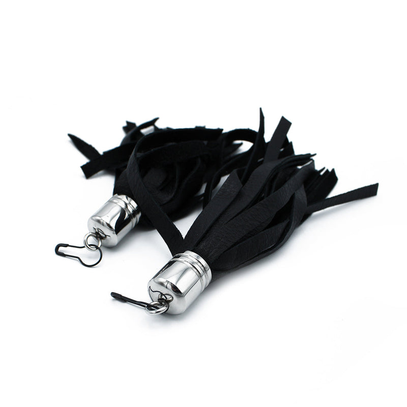 Kiotos - Zwart Lederen Mini Flogger Zweep Hangers-laced-up.nl