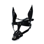 Kiotos - Zwart Lederen Hondenmasker met Oren en Snuit-laced-up.nl