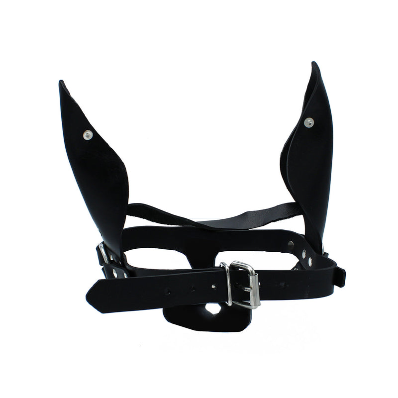 Kiotos - Zwart Lederen Hondenmasker met Oren en Snuit-laced-up.nl
