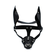 Kiotos - Zwart Lederen Hondenmasker met Oren en Snuit-laced-up.nl