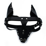 Kiotos - Zwart Lederen Hondenmasker met Oren en Snuit-laced-up.nl