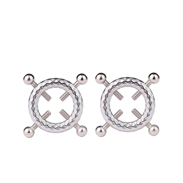 Kiotos - Leren Open BH met Ronde Verstelbare Tepelklemmen met Belletjes-Erotiekvoordeel.nl