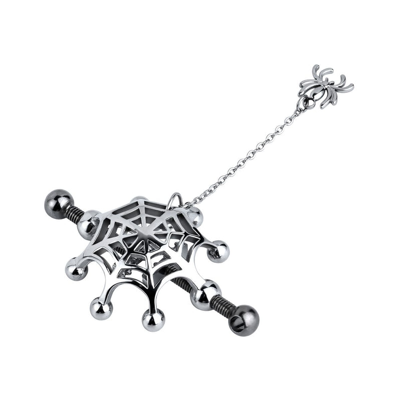 Kiotos - Spiderweb met hangende Spin - Tepelklemmen met ketting-laced-up.nl