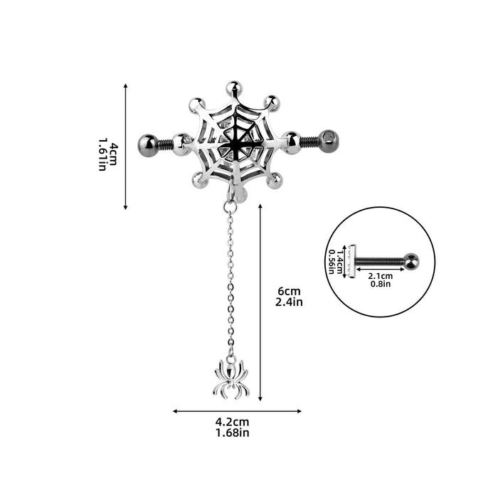 Kiotos - Spiderweb met hangende Spin - Tepelklemmen met ketting-Erotiekvoordeel.nl