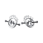Kiotos - Flaming Skull - Tepelklemmen met ketting-laced-up.nl
