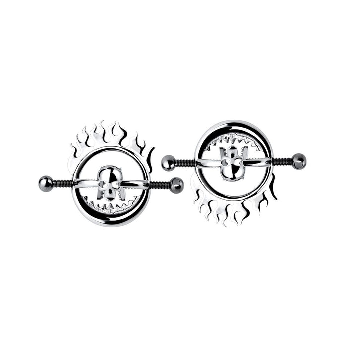 Kiotos - Flaming Skull - Tepelklemmen met ketting-Erotiekvoordeel.nl