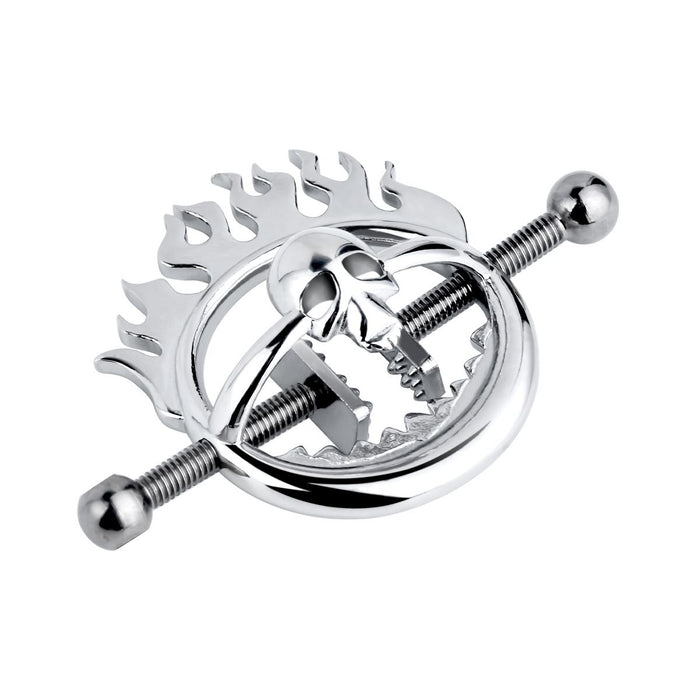 Kiotos - Flaming Skull - Tepelklemmen met ketting-Erotiekvoordeel.nl