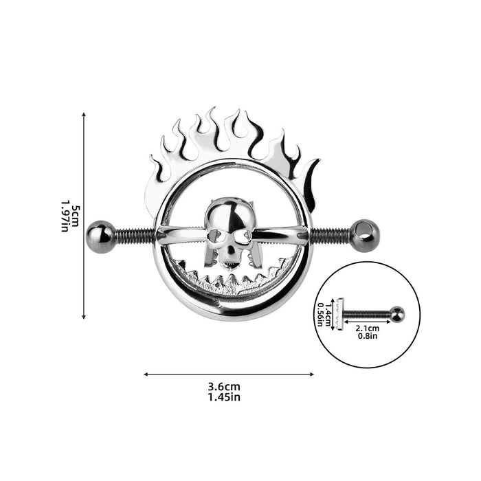 Kiotos - Flaming Skull - Tepelklemmen met ketting-Erotiekvoordeel.nl
