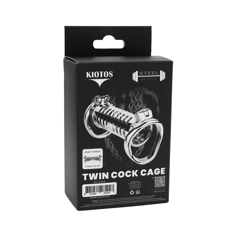 Kiotos - Twin Cock Cage - Dubbele Kuisheidskooi - RVS-laced-up.nl