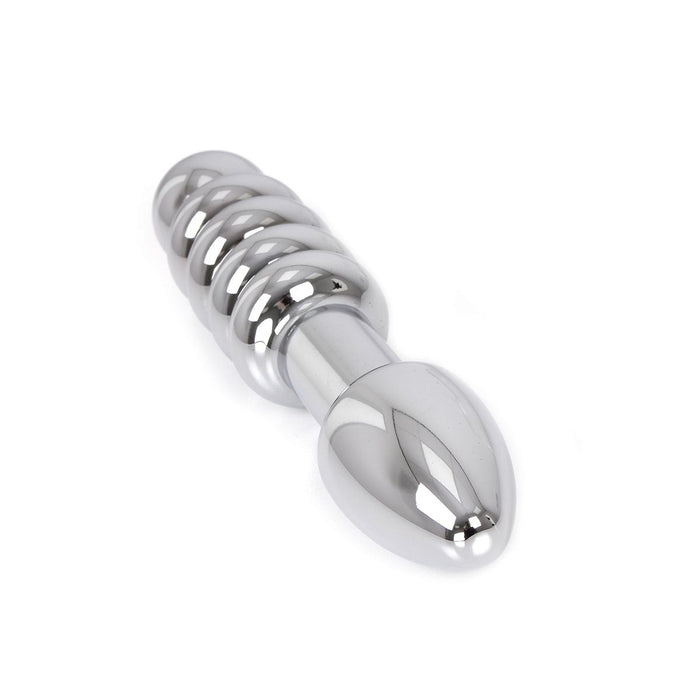 Kiotos - Zware Metalen Dildo Met Ribbels En Plug 19 x 3,5 cm - aan beide Kanten te gebruiken