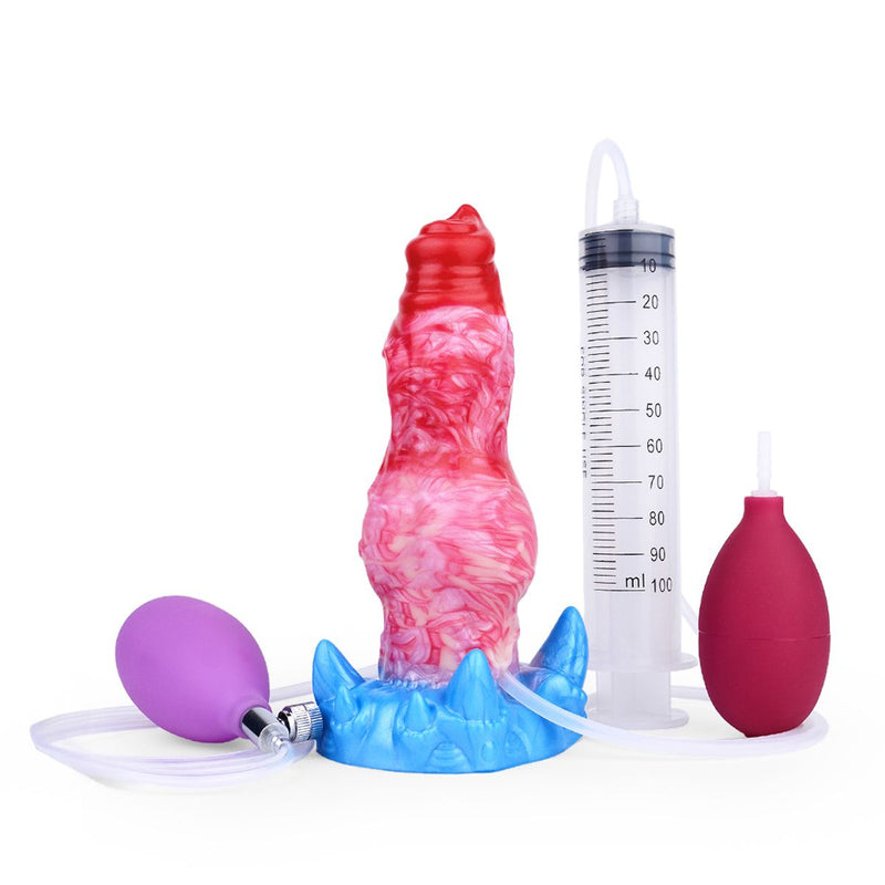 Kiotos Monstar - Blow Cum Cock - Opblaasbare Spuitende Dildo - Rood/Roze/Blauw-laced-up.nl