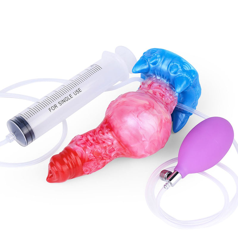 Kiotos Monstar - Blow Cum Cock - Opblaasbare Spuitende Dildo - Rood/Roze/Blauw-laced-up.nl