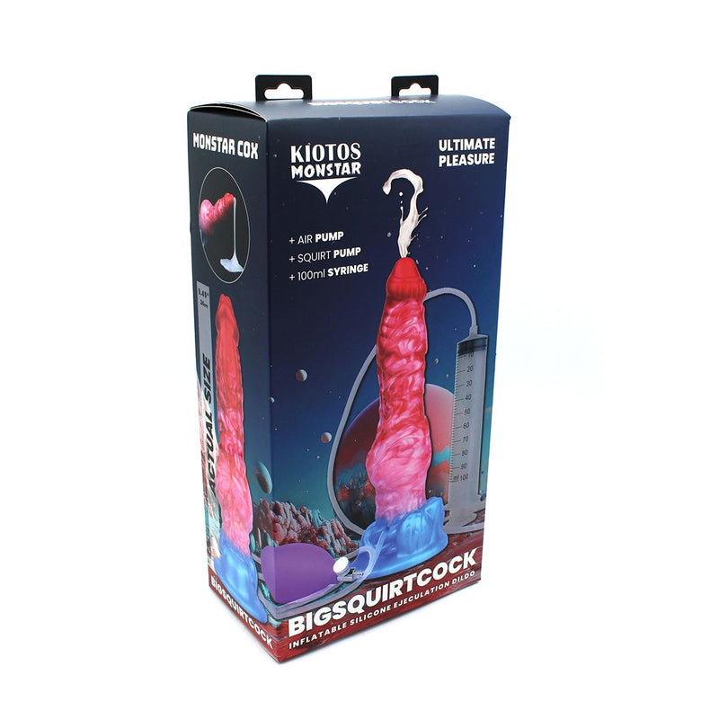 Kiotos Monstar - Big Squirt Cock - Aufblasbarer spritzender Dildo - Rot/Rosa/Blau