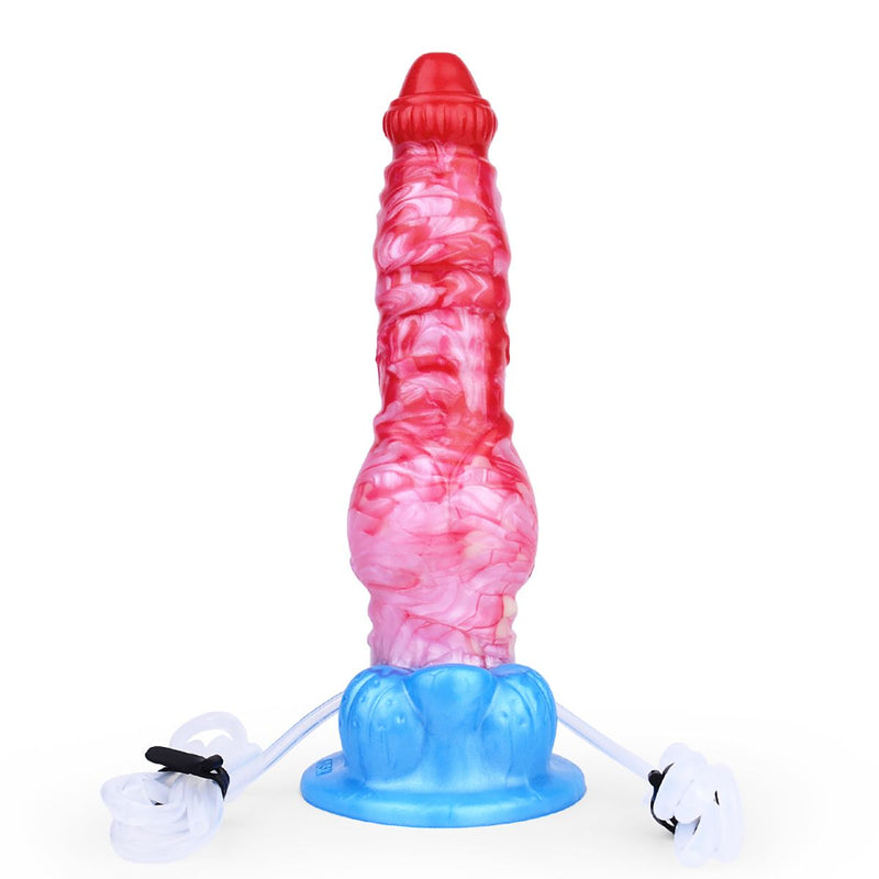 Kiotos Monstar - Big Squirt Cock - Aufblasbarer spritzender Dildo - Rot/Rosa/Blau
