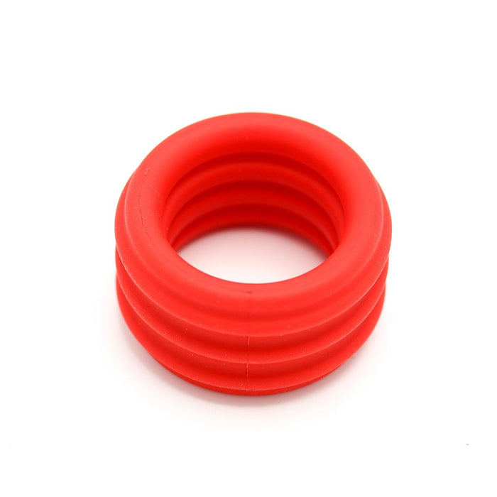 Kiotos - Anillo para el pene y estirador de testículos de silicona 2 en 1 - Rojo/Negro