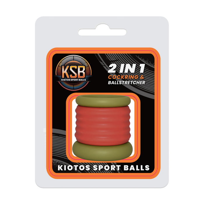 Kiotos - 2 in 1 Siliconen Cockring & Ball Stretcher - Extra Hoog - Rood/Groen-Erotiekvoordeel.nl