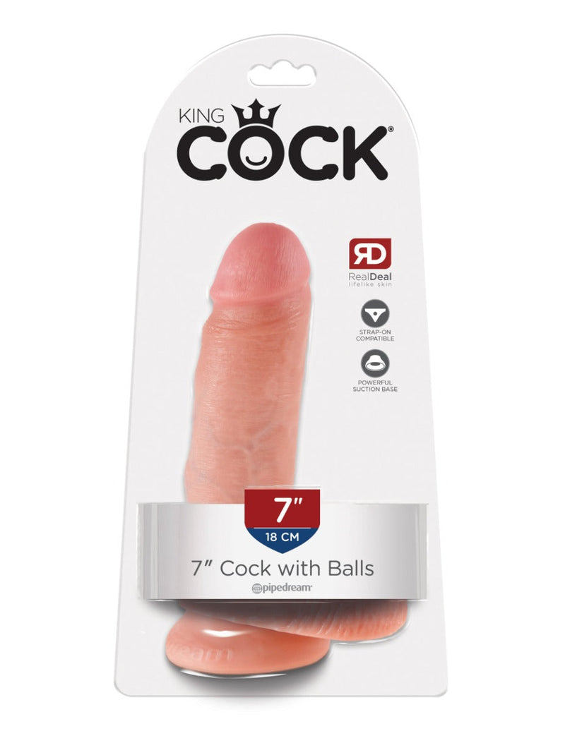 Pipedream - King Cock - Dildo met Balzak - 18 cm - Lichte Huidskleur-laced-up.nl