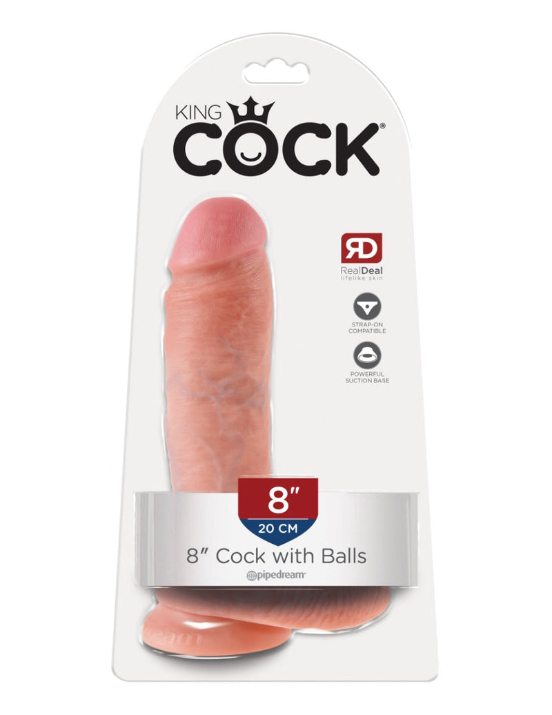Pipedream - King Cock - Dildo met Balzak - 20,5 cm - Lichte Huidskleur-laced-up.nl
