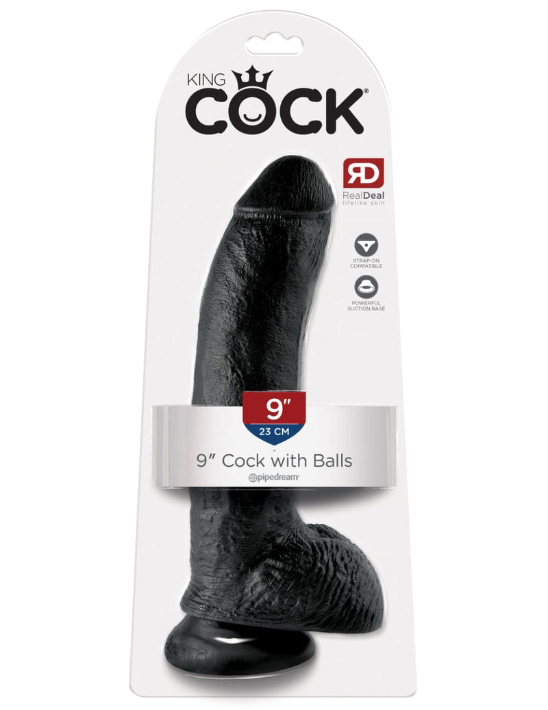 Pipedream - King Cock - Dildo met Balzak - 23 cm - Zwart-laced-up.nl