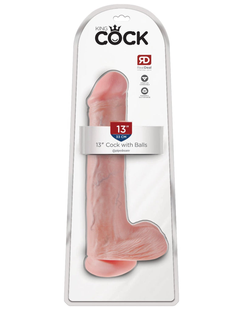 Pipedream - King Cock - Dildo met Balzak - 33 cm - Lichte Huidskleur-laced-up.nl