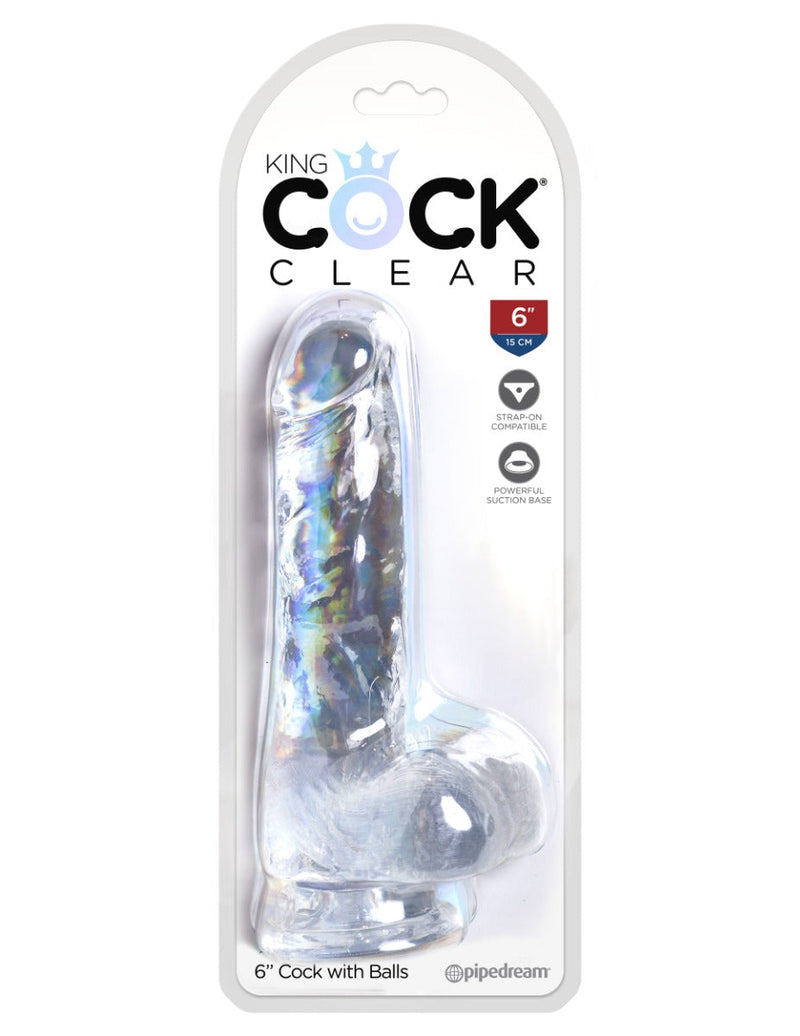 Pipedream - King Cock - Dildo met Balzak - 15 cm - Transparant-laced-up.nl