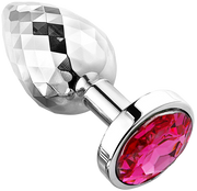 PLGZ - Diamond Facets Anaal Plug - Zilver met Roze Siersteen-laced-up.nl