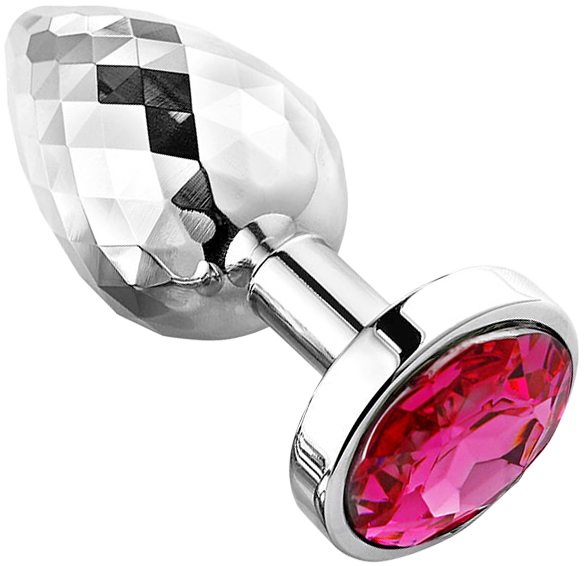 PLGZ - Diamond Facets Anaal Plug - Zilver met Roze Siersteen-laced-up.nl