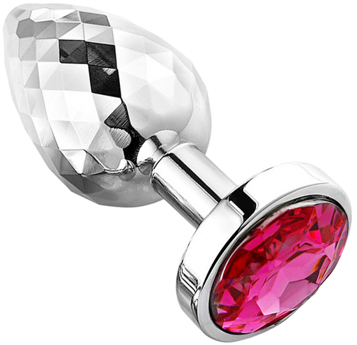 PLGZ - Diamond Facets Anaal Plug - Zilver met Roze Siersteen-Erotiekvoordeel.nl