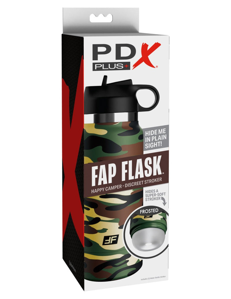 Pipedream - PDX Plus Fap Flask - Happy Camper Discreet Stroker - Frosted/Camouflage-laced-up.nl