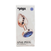 PLGZ - Diamond Facets Metalen Buttplug - Rosé Goud - Blauwe Siersteen - Verkrijgbaar in 3 maten-Laced-up.nl