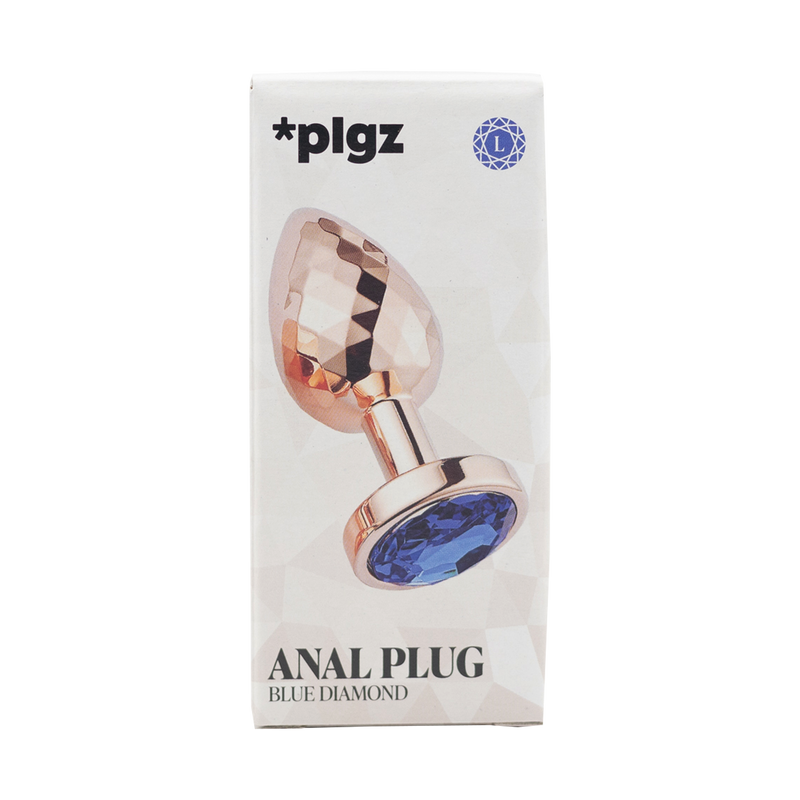 PLGZ - Diamond Facets Metalen Buttplug - Rosé Goud - Blauwe Siersteen - Verkrijgbaar in 3 maten-Laced-up.nl