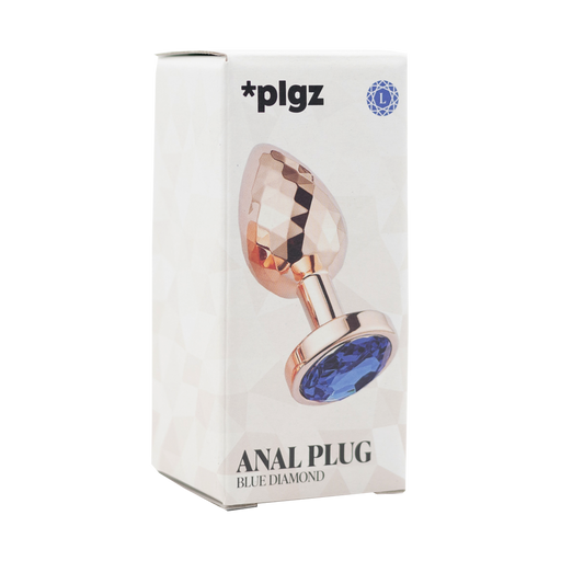 PLGZ - Diamond Facets Metalen Buttplug - Rosé Goud - Blauwe Siersteen - Verkrijgbaar in 3 maten-Erotiekvoordeel.nl