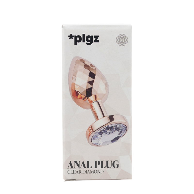 PLGZ - Diamond Facets Anaal Plug - Rosé Goud met Transparante Siersteen-laced-up.nl