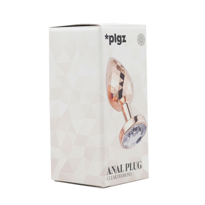 PLGZ - Diamond Facets Anaal Plug - Rosé Goud met Transparante Siersteen-laced-up.nl